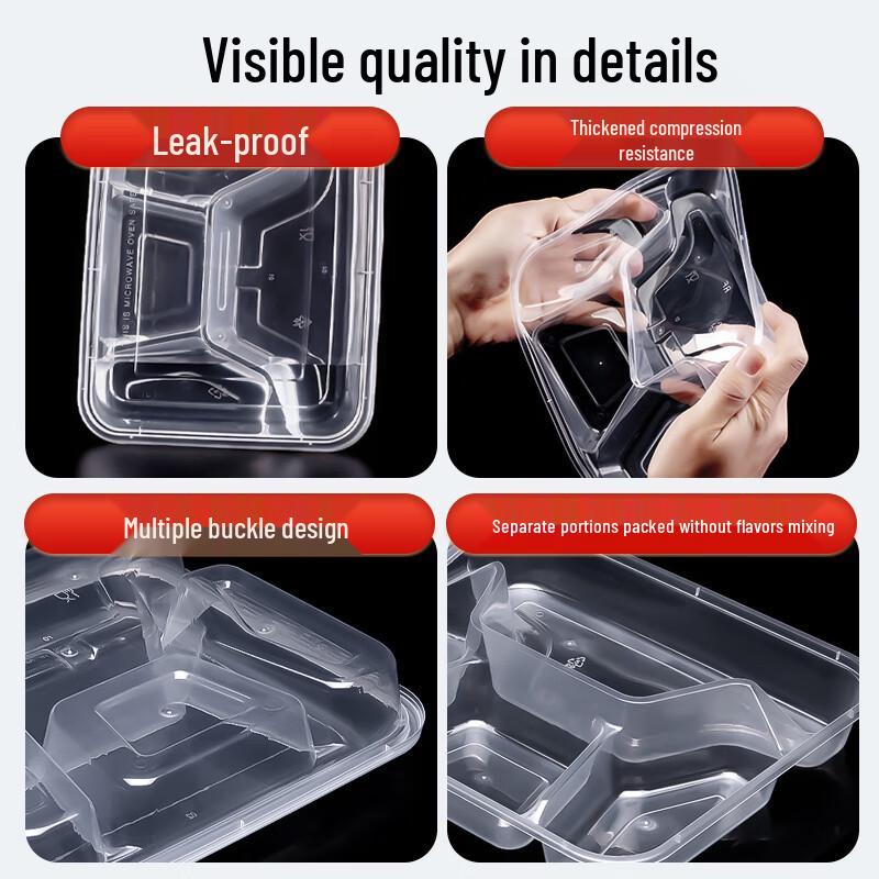 Disposable Rectangular 4-Compartment Meal Prep Containers