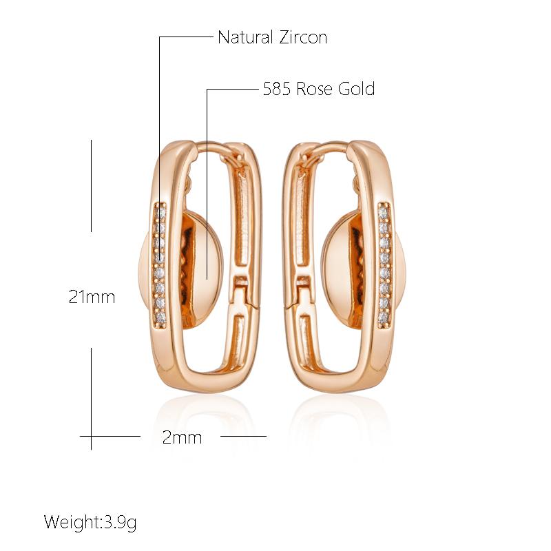 New Trendy  Rose Gold Color Hoop Earrings For Women Luxury Natural Zircon Accessories Vintage Bride Wedding Jewelry