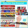 24 Pcs Race Car Party Decorations Favors Racing Bracelet Racing Wristbands Bracelet Checkered Slap Bracelets Dirt Bike Task Game Decorations Car