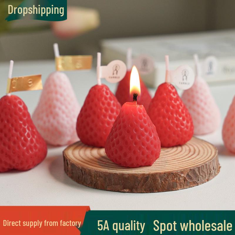 Handmade Cute Strawberry Scented Soy Wax Candle – Creative Birthday Party Favor Gift
