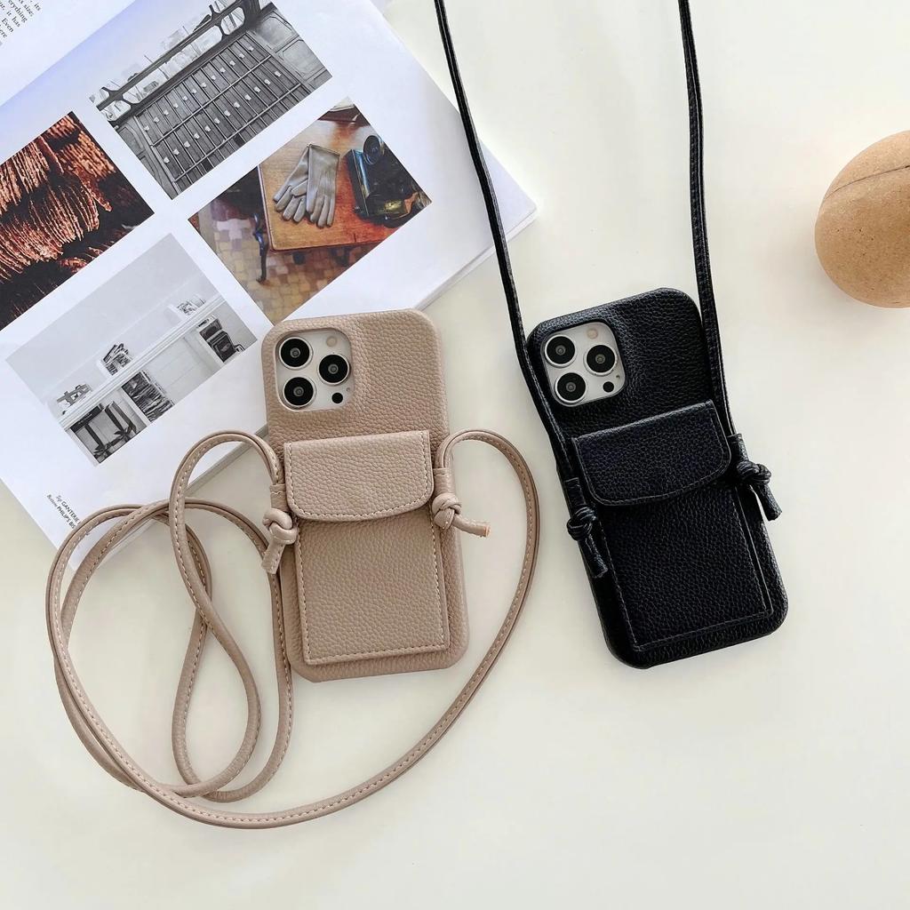 Crossbody Wallet Phone Case For iPhone 17 Air 16E 16 15 Plus 14 13 12 11 Pro Max XS Max Leather Card Slot Lanyard Shoulder Strap