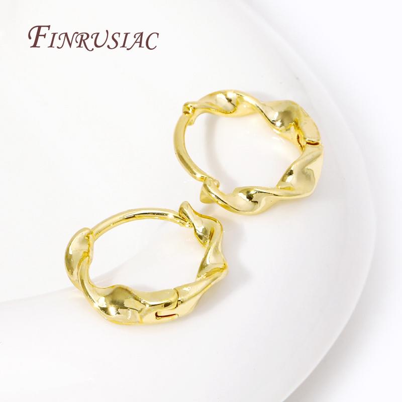 Women's Earring Hoops 18K Gold Plated Round Twist Earring Female Jewelry Accessories Small Ring Earrings