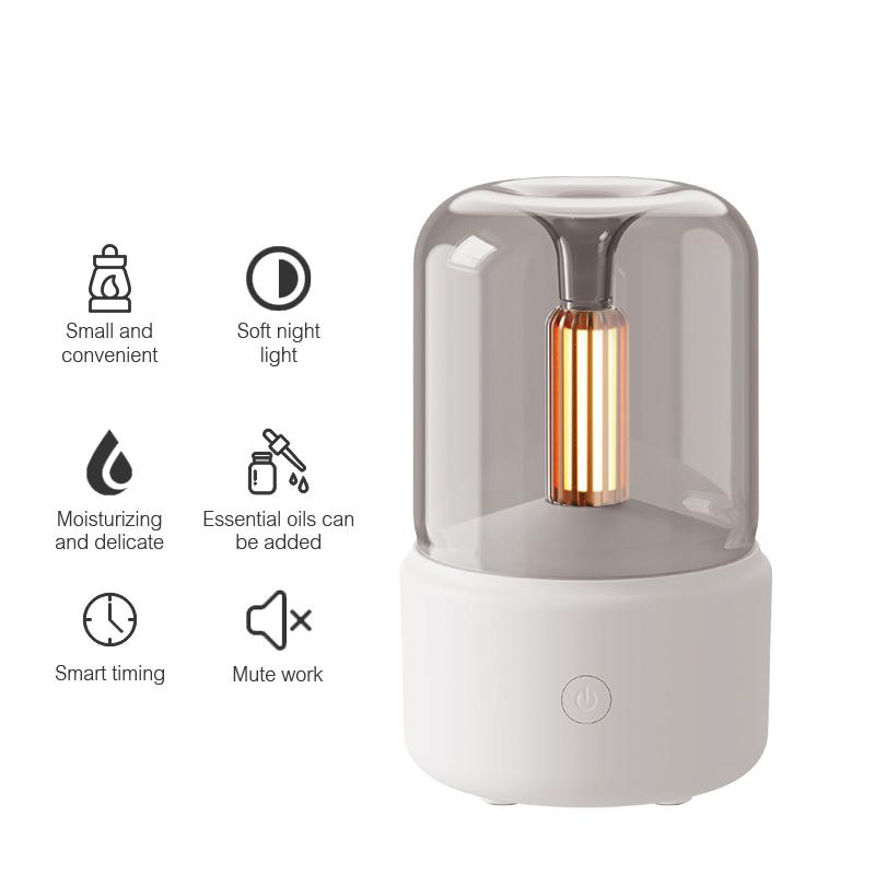 Candlelight Aroma Diffuser Portable 120ml Electric USB Air Humidifier Essential Oil Cool Mist Maker Fogger with LED Night Light