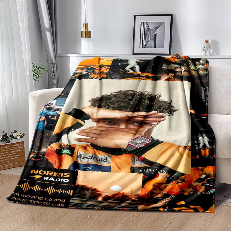 Manta Suave de Felpa Lando Norris Piloto F1, Manta de Franela Manta de Tiro para Sala de Estar Dormitorio Cama Sofá Oficina Cubierta Regalo
