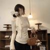 Women's Lace Crochet High Neck Long Sleeve Sweater