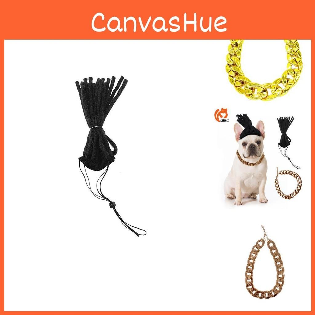 Pet Charming Gold Chain Necklace With Funky Dreadlock Wig For Halloween And Various Festive Celebrations
