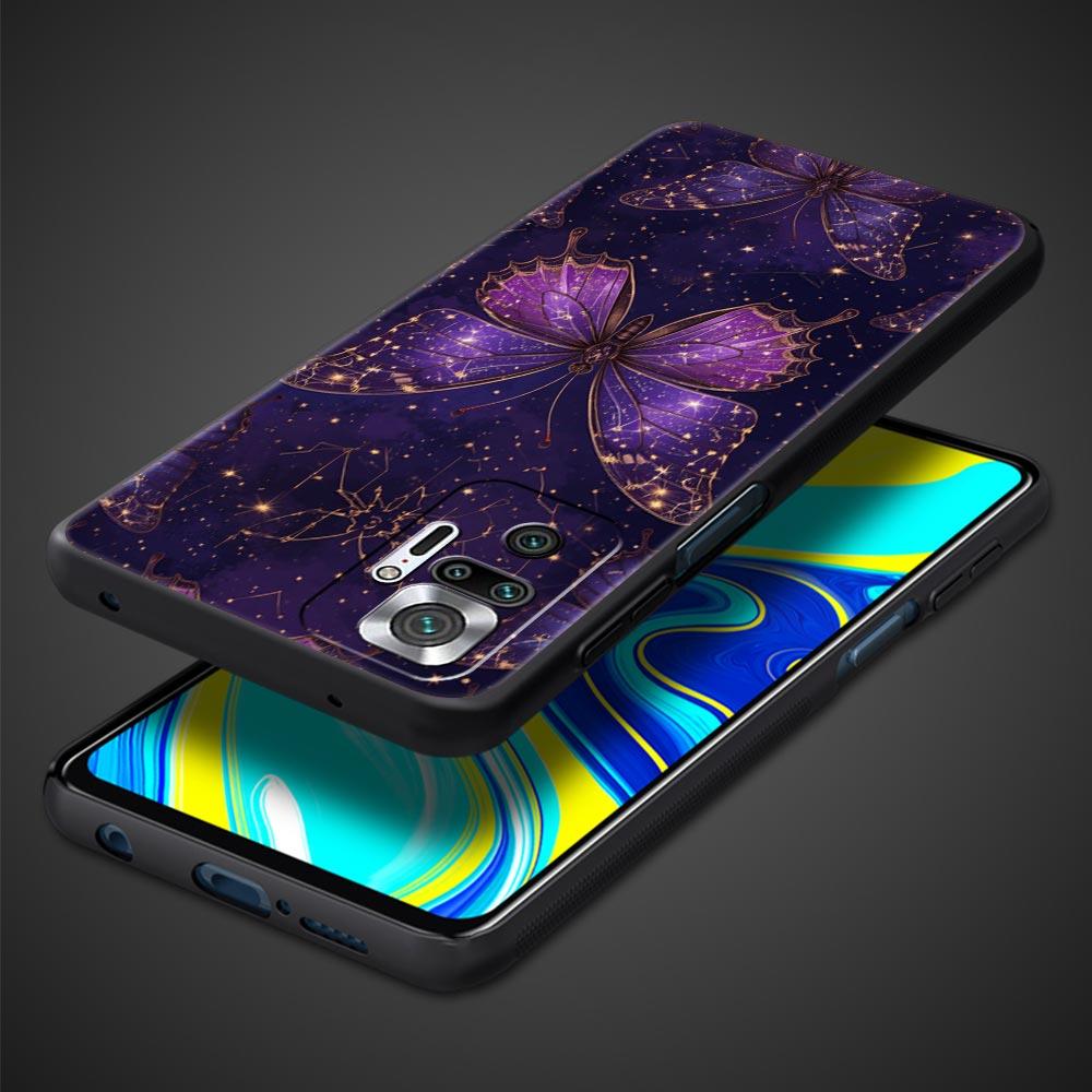 Art Purple Butterfly Phone Case Cover for Redmi 14C 10C Note 15 14 13 12 10 11 K40 Pro Plus 5G Shockproof Soft TPU Shell Fundas