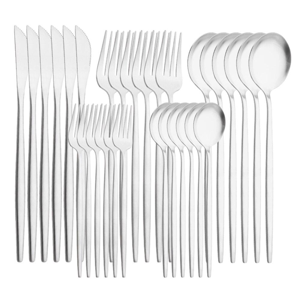 30PCS Geschirr Matte Grün Gold Bunte Edelstahl Besteck Messer Dessert Gabel Löffel Party Home Küche Geschirr Besteck Set
