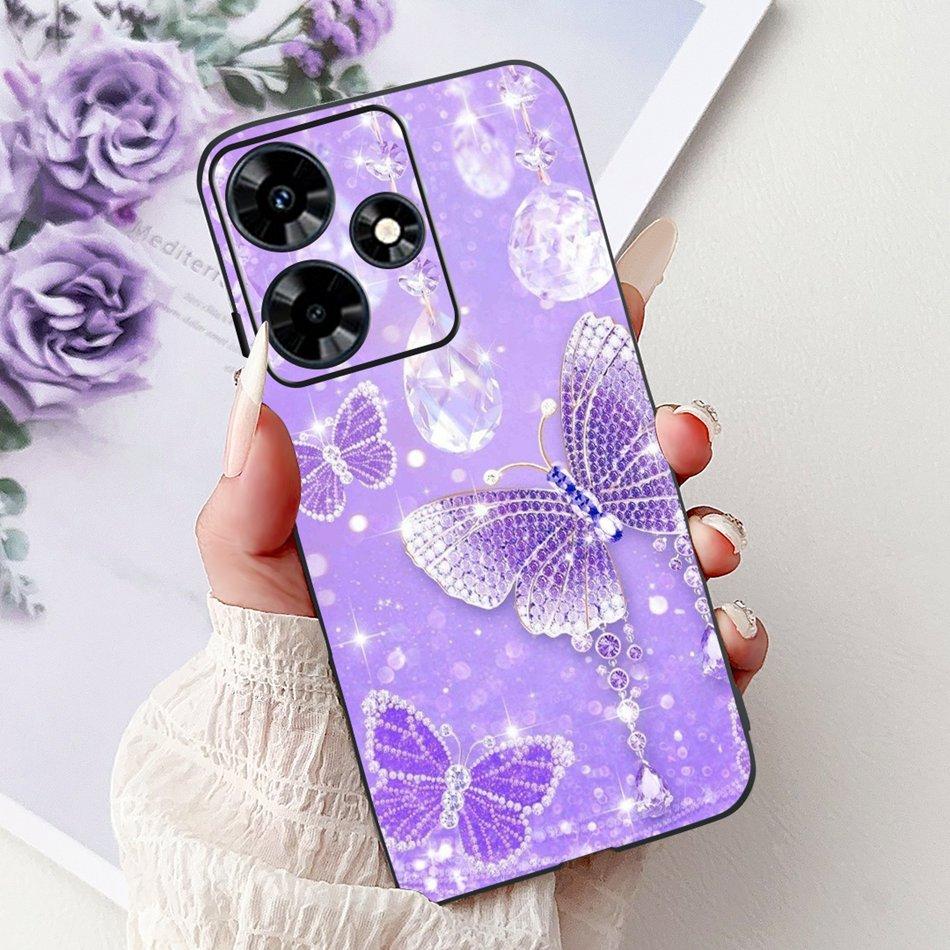 For Infinix Hot 30 Play 30i Hot30 4G Elegant Floral Cat Phone Case For Infinix Hot 30 30Play Hot30i Black Silicone Soft Cases
