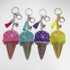 Rhinestone Ice Cream Keychain with Tassel - Fashionable Car and Bag Ornament