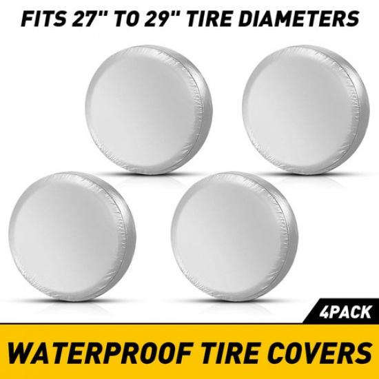 27-29 Inch 4Pcs Universal Tire Spare Tyre Wheel Black Cover Covers Protector