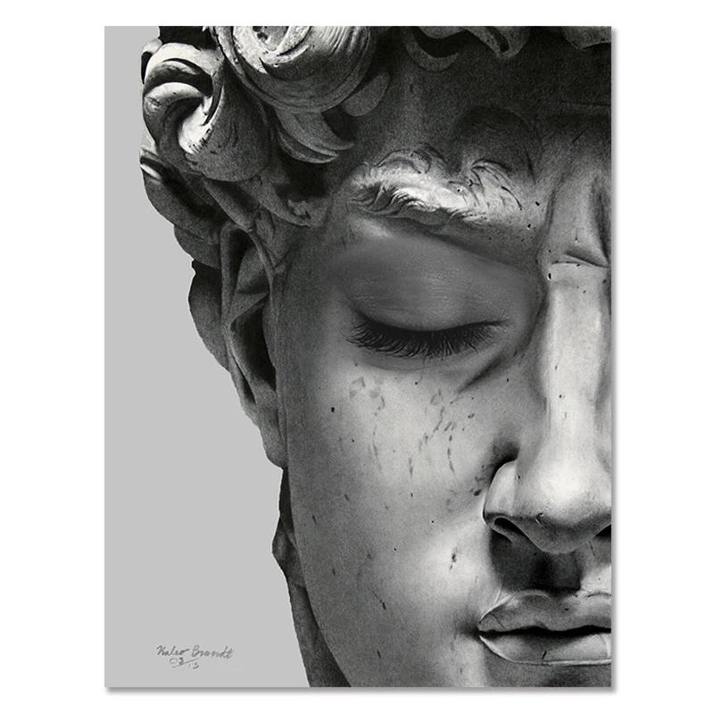 Retro Renaissance David Solid Sculpture Canvas Paintings Half A Face Portrait Print Posters Art Pictures for Room Wall Decor
