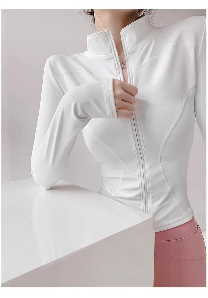 Women's Quick-Dry Yoga Jacket - Long Sleeve, Zipper, UV Protection Fitness Cardigan