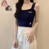 French niche design sense, sweet and spicy small suspender sleeveless top for women's summer short style with knitted bottoming vest inside