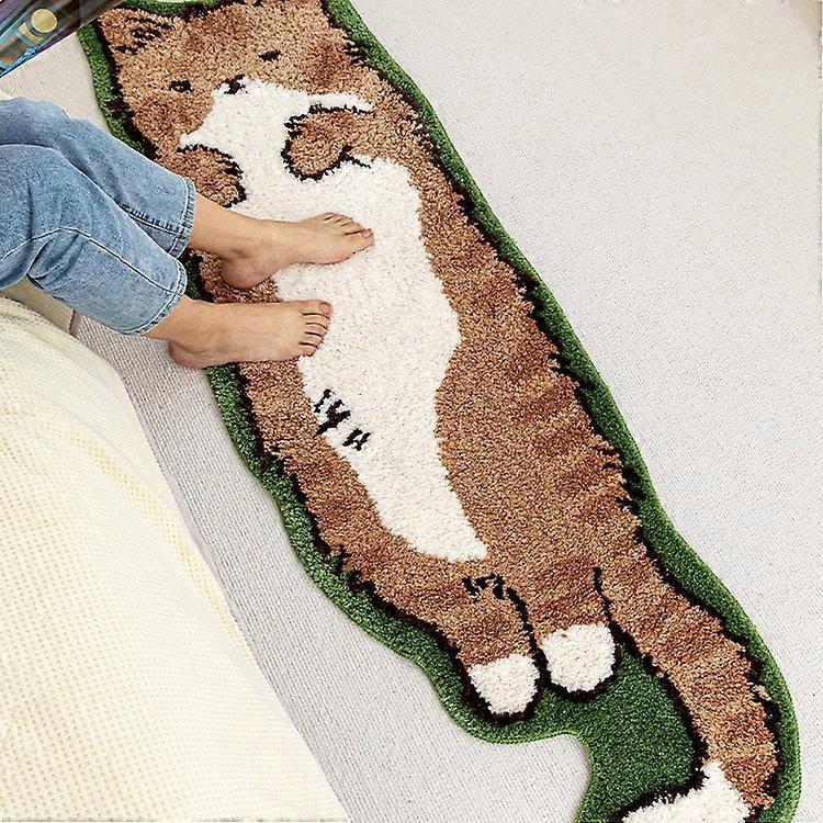 Cat Tufted Rug, Cute Cartoon Cat Shaped Rug, Irregular Shaped, Non-Slip Washable