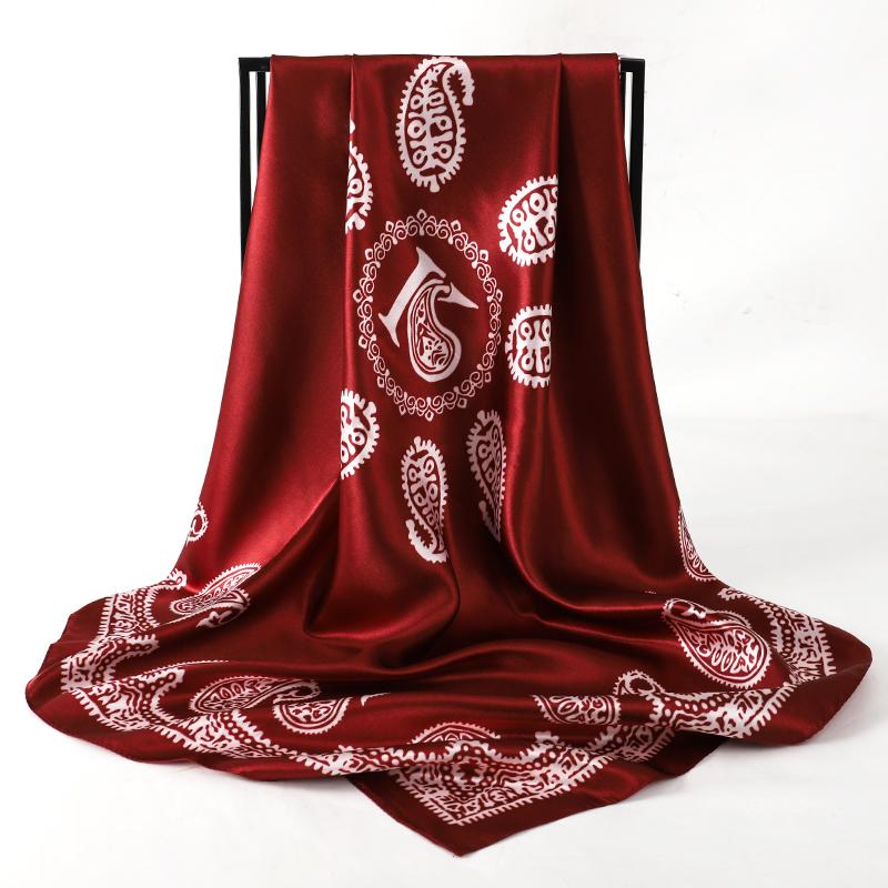 2025 Hip Hop Hijab Scarf Women Print Neckerchief Foulard Square Satin Silk Scarves Shawls And Wraps Lady Pashmina Bandana 2025