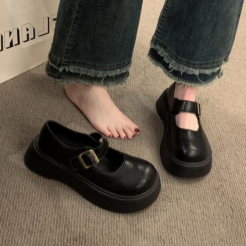Mary Jane shoes women's spring and autumn 2025 platform round head comfortable fashion buckle British style loafers women's versatile