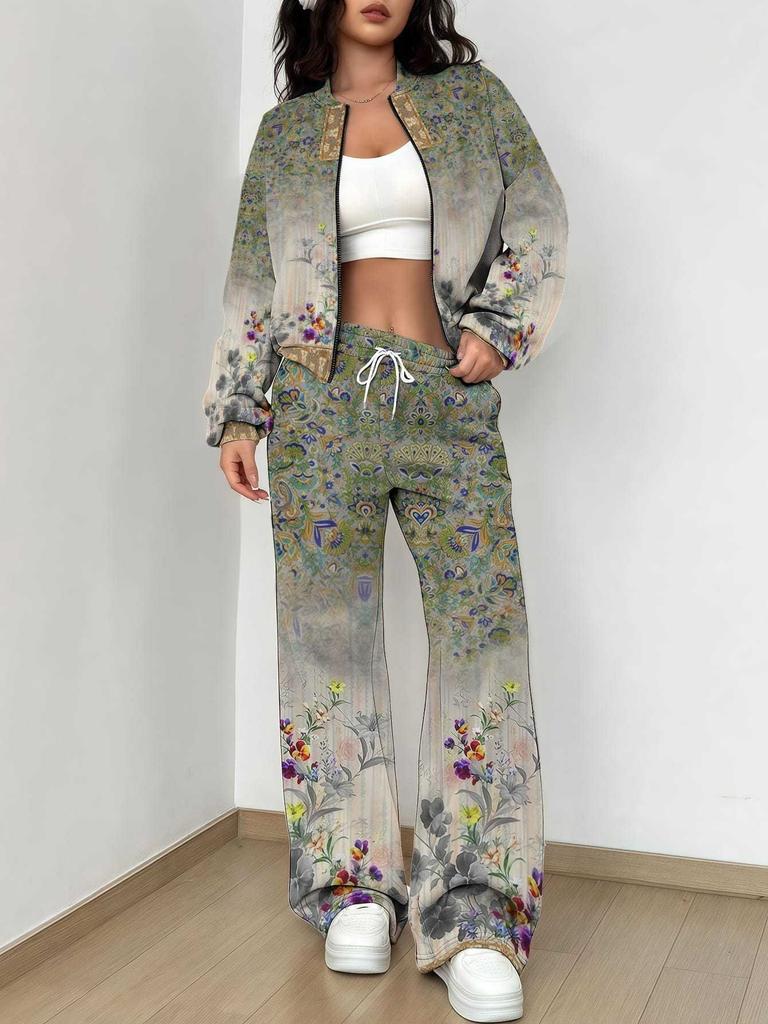 Ethnic Style Printing 1116 New Autumn and Winter New European Beautiful Woman Suit
