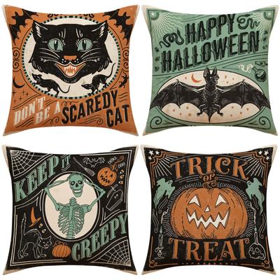 Halloweenový Vtipný Povlak na Polštář Domácí Obývací Pokoj Pohovka Polštář Tištěný Len Zábavný Povlak na Polštář