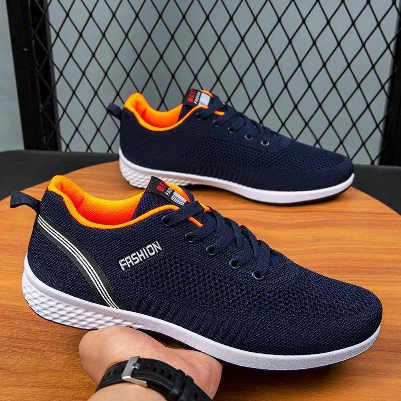

Mesh men s shoes summer new breathable lightweight soft-soled casual shoes blue outdoor trend simple sports shoes 39 синий