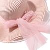 Spring Summer Lace Pearls Straw Hat French Style Women's Sun Hat Bow Ribbon Straw Hat  Girls