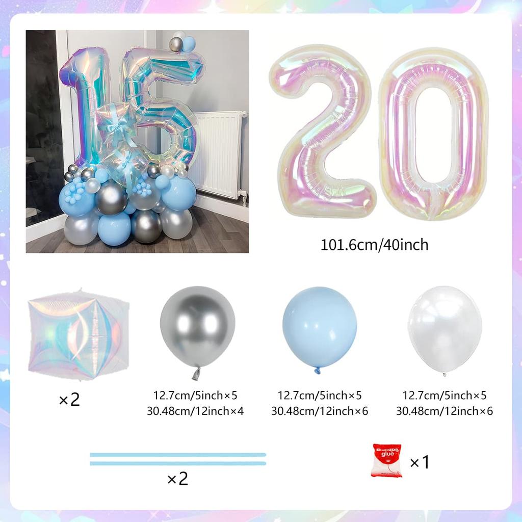 Colorful Rainbow Balloon Set Digital Transparent Colorful Aluminum Film Balloon Commemorative Day Birthday Party Decoration