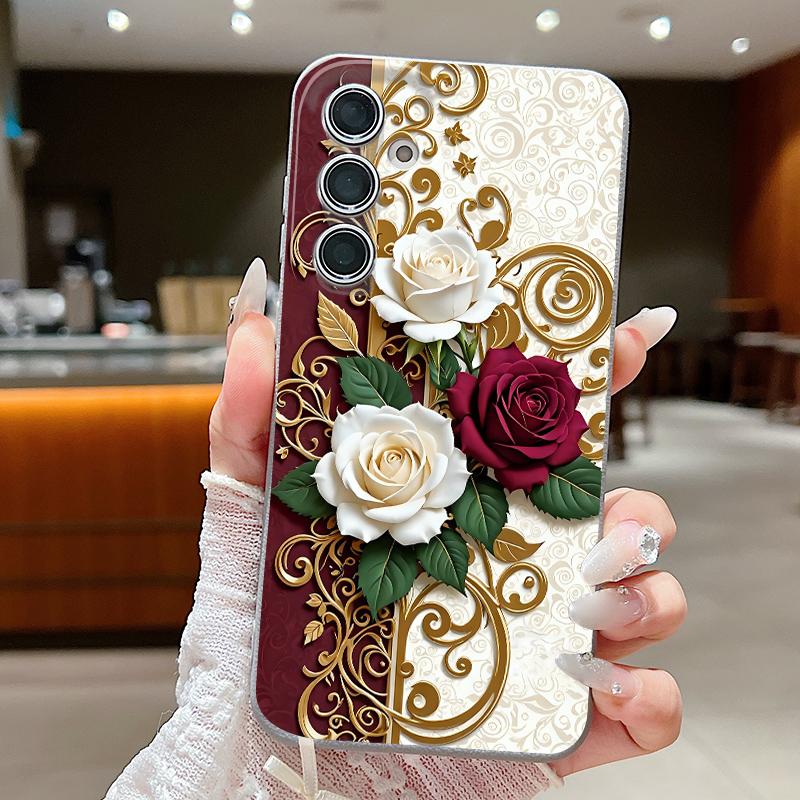 Custodia Pittura ad Olio Fiore per Samsung S26 S25 Ultra S24 FE S23 Plus S22 S21 A15 A16 A17 A35 A36 A37 A54 A55 A56 A57 5G Texture Pelle Cover Morbida