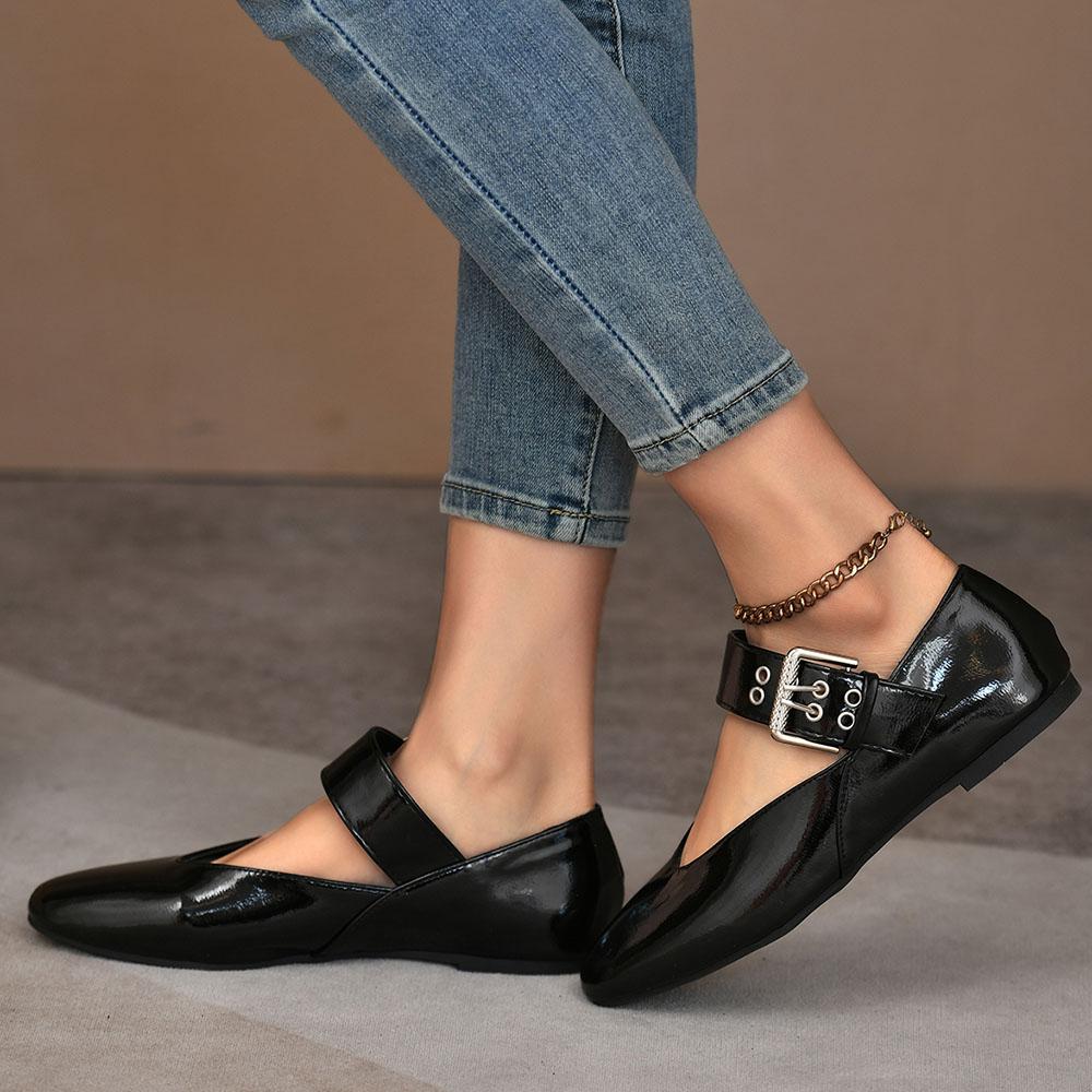 New Spring Ballet Flats Leopard Women Mary Janes Shoes Trendy Buckled Leisure Comfy Flats Women Shoes Big Size 42