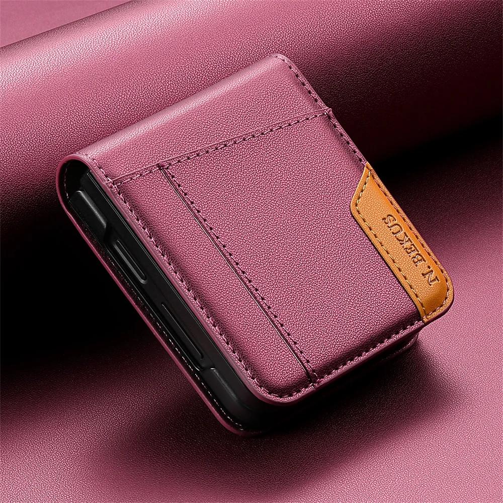 For Samsung Galaxy Z Flip7 FE 2025 Phone Case Flip Leather Wallet Card Samsung Z Flip 7 Case Galaxy ZFlip 6 5 4 3 Magnetic Cover