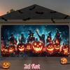 1 Piece of Halloween Garage Door Banner, Polyester Fabric 100% Pumpkin-headed Soldier Polyester bannerXY