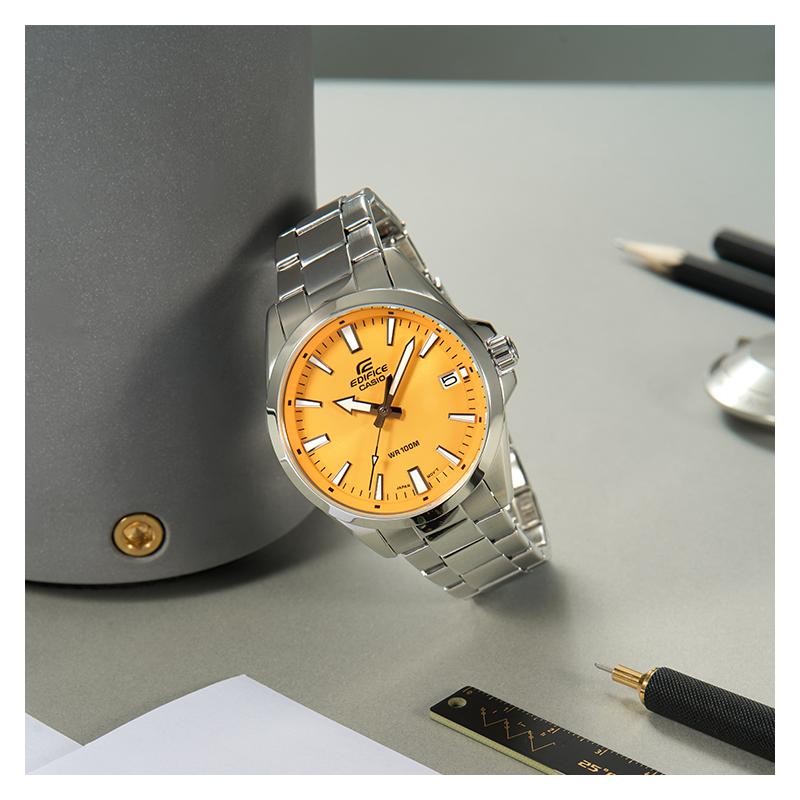 CASIO EDIFICE Ultra-thin Fashion Simple Sports Leisure 100 Meters Waterproof Quartz Steel Strap Men s Watch Blue Dial EFV-100D EFV-100D синий