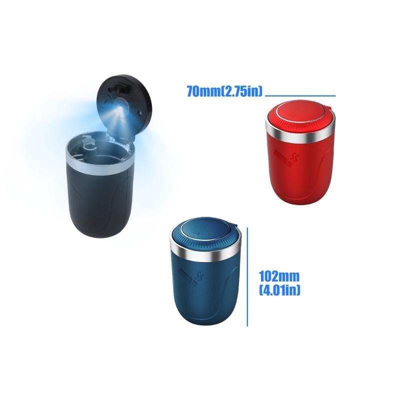 Auto Ashtray with Lid Design and Integrated Light, Small ABS Cabin Cup for Daily Driving, Parked Breaks, Drivers