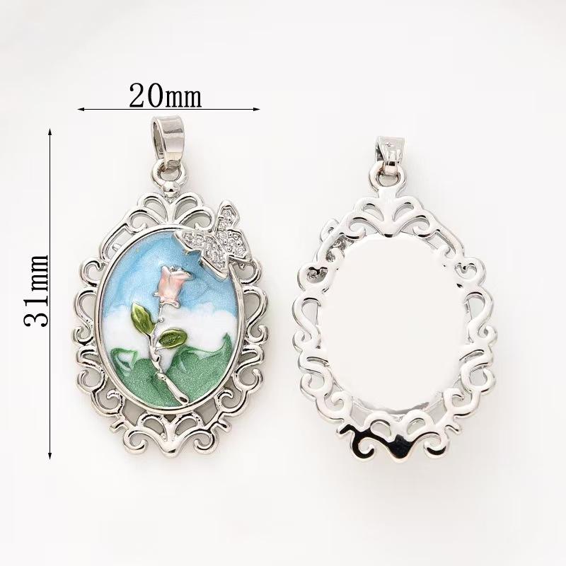 Oval Oil Drop Pendant Necklace for Women, Fashionable and Exquisite Flower Jewelry Accessories Gift