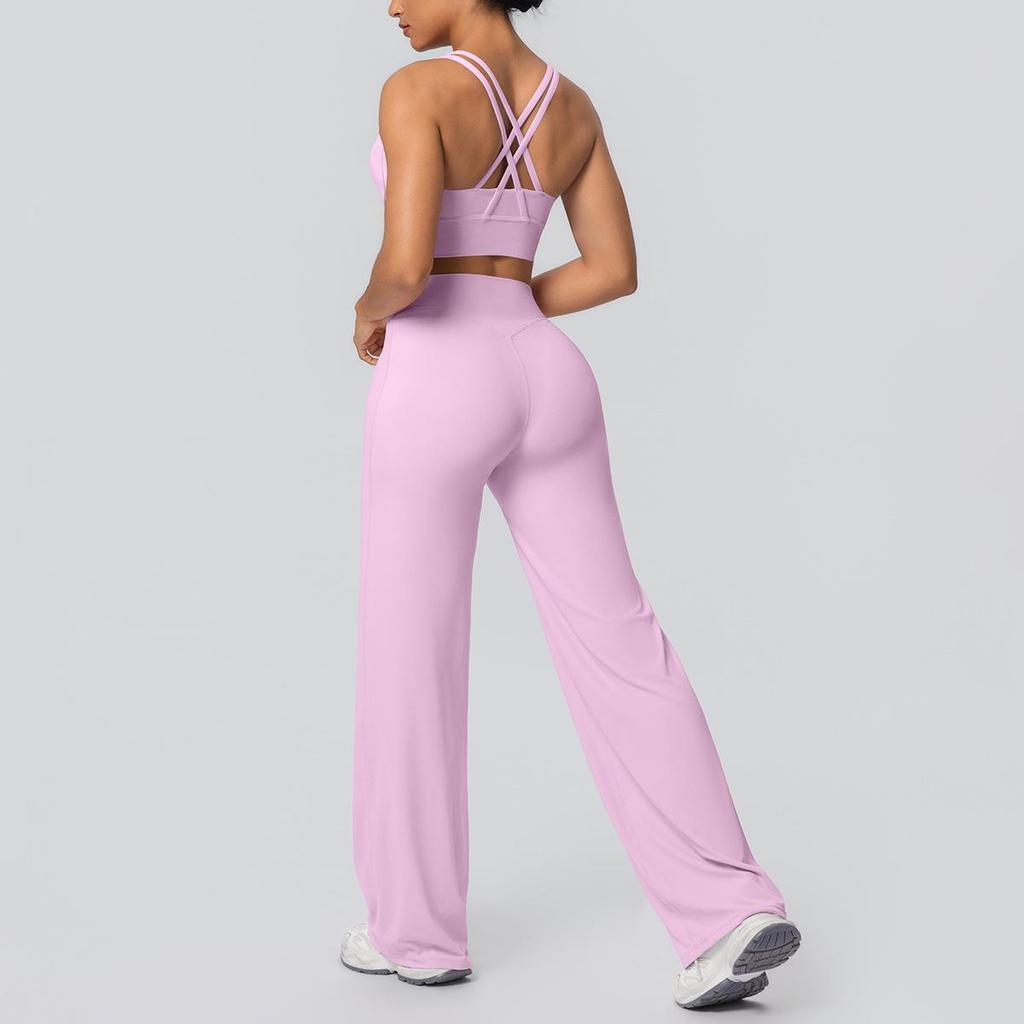 Sexy Sport-BH mit Kreuzrücken & High-Waist Yoga-Hosen Set - Schnelltrocknende Fitnessbekleidung