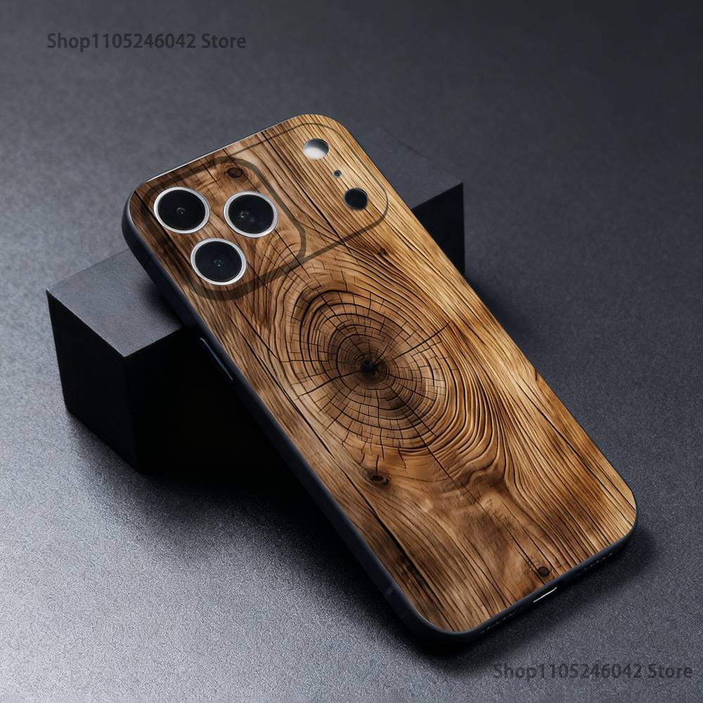 

Чехол для телефона из натурального дерева для iPhone 17,16,15,14,13,12,11,Pro,XS,Max,XR,Plus,E,SE4,Mini Черный Мягкий Чехол iPhone12PRO