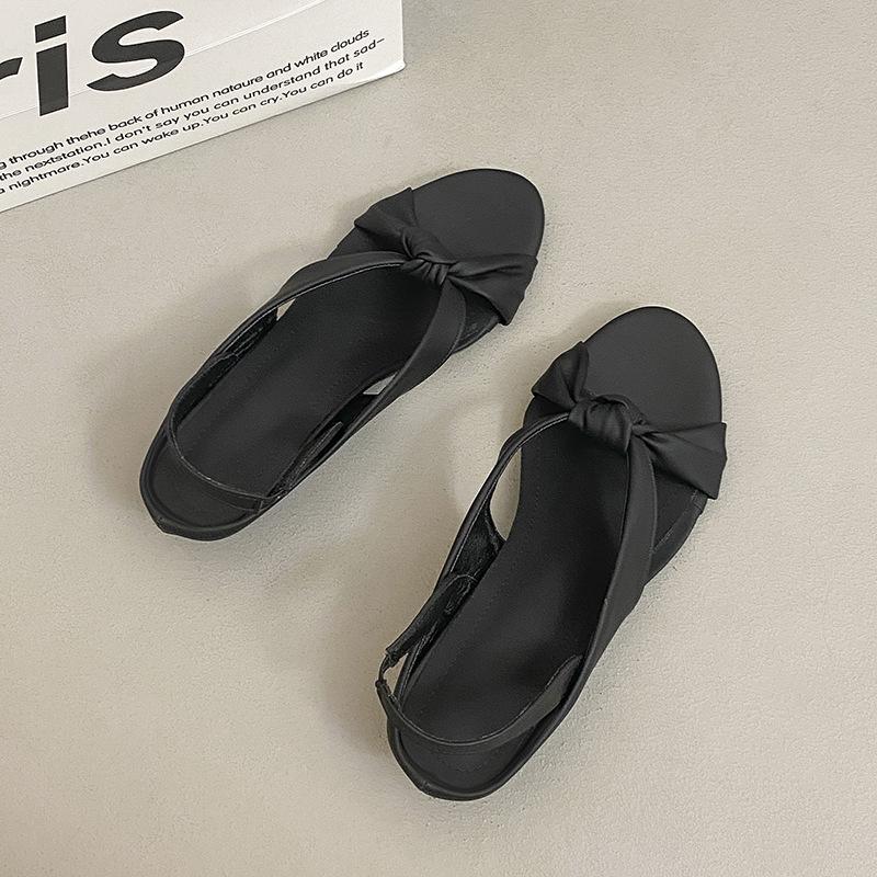 2025 new cross-band niche design simple back strap low heel versatile Roman sandals women's shoes