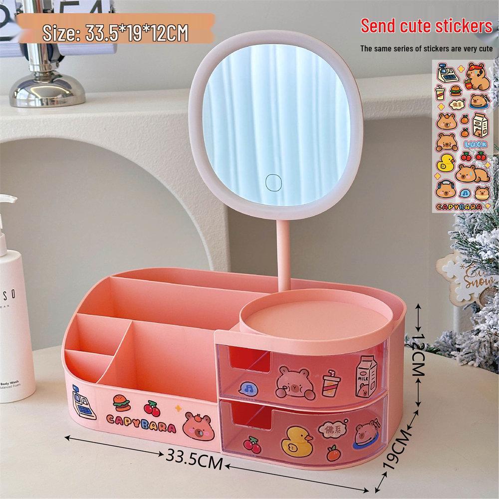 Multifunctional Makeup Organizer with Mirror and Skincare Storage