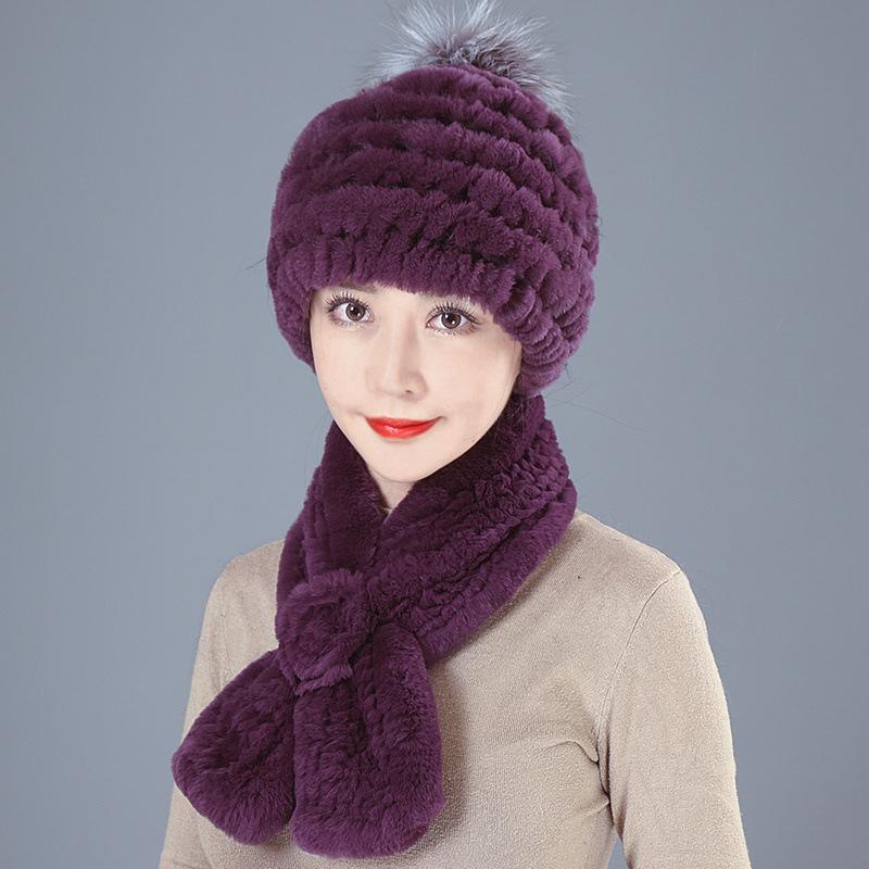 Old Man In Fur Rex Rabbit Hair Hat Ladies Autumn and Winter Mom Old Woman Warm Fox Hair Grandma Top Hat