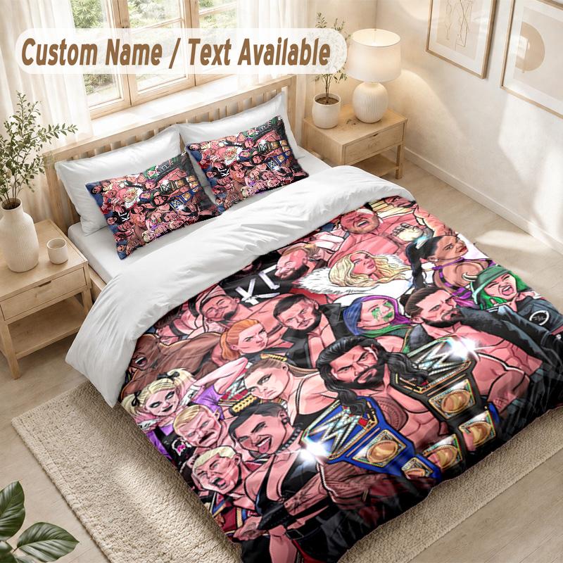 Set Biancheria da Letto Wrestlemania, 1 Copripiumino & 2 Federe Morbido Confortevole Camera da Letto Tessile per la Casa Decorazione