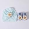 Elastic Infant Turban Hat Breathable Fetal Caps & Matching Socks Set Stylish Girls Clothing Accessories for Baby
