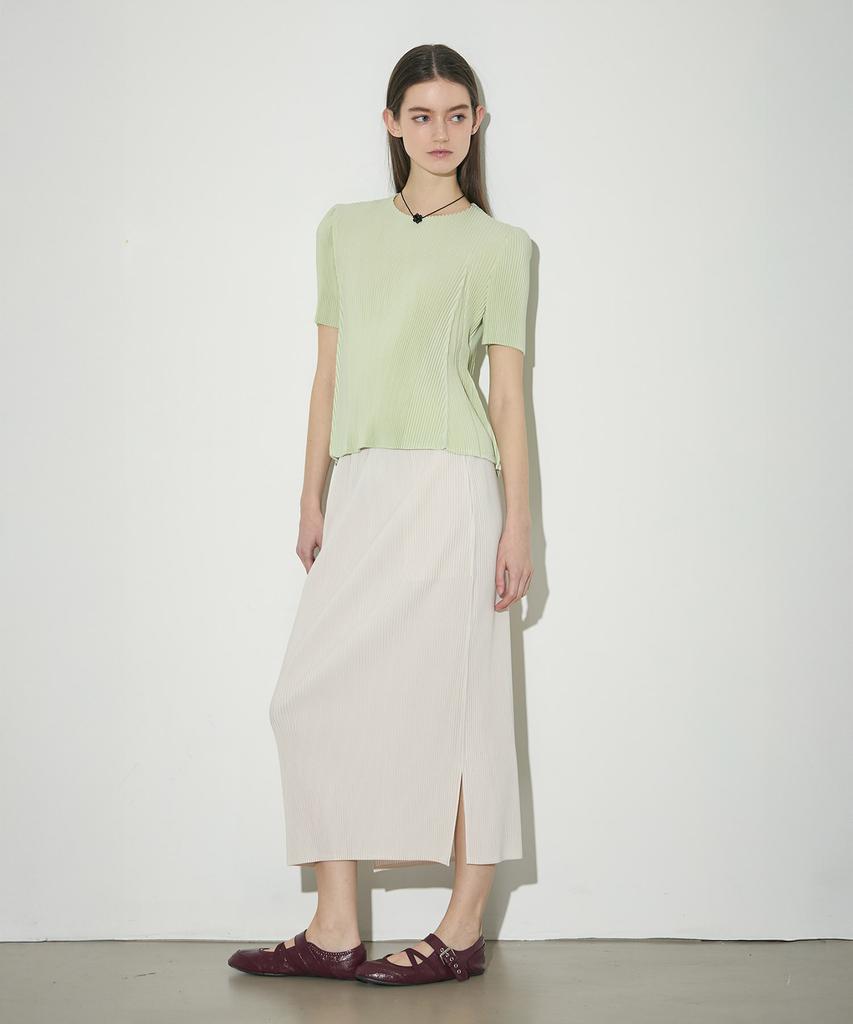 Waiowai H-Line Pleated Slim Long Skirt_4 Colors