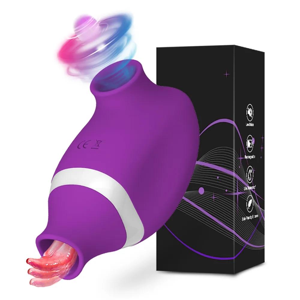 2 In 1 Clit Sucker Vibrator Female for Women G-Spot Sucking Licking Double Stimulation Nipples Massagers Tongue Sex Toy Adult