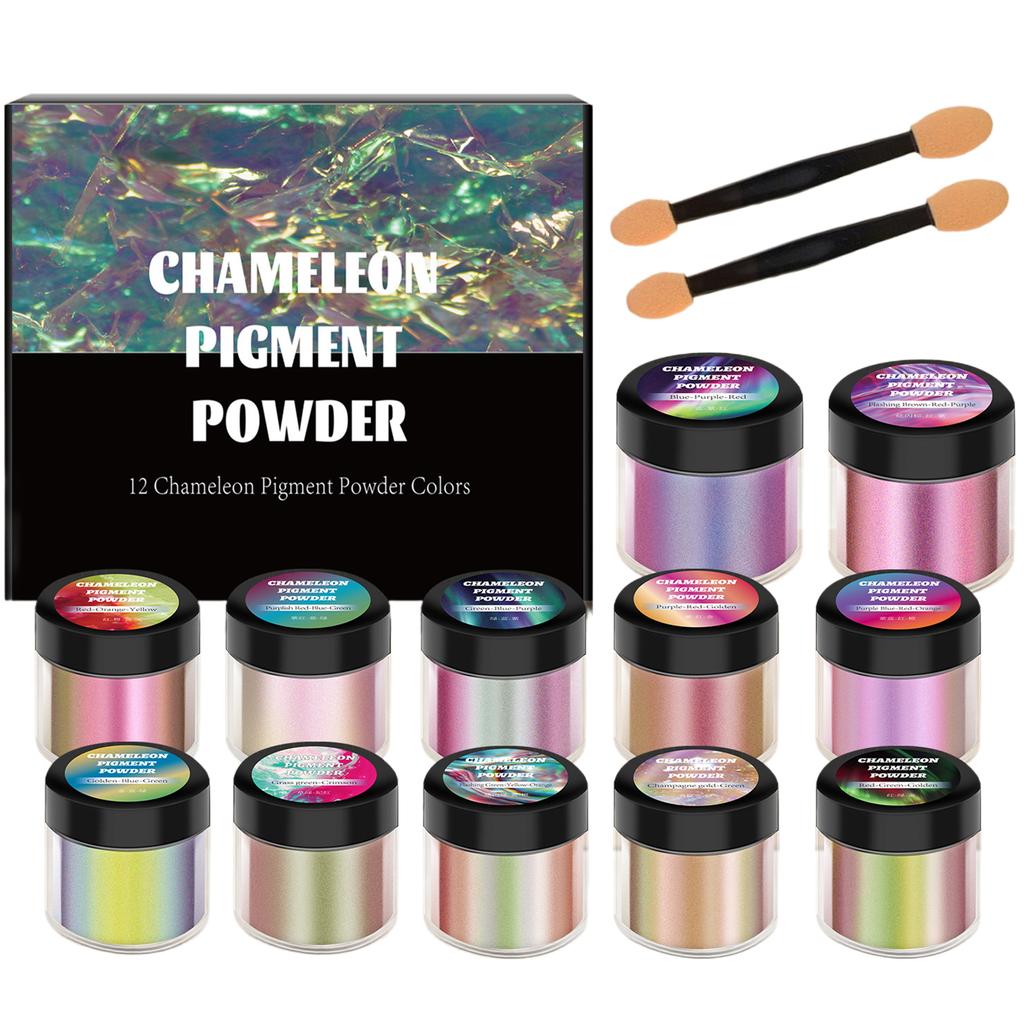 12 Pack Color-Changing Powder Crafting Powder Craft Tool Jewelry Making Supplies Colorant Glitter Pigments for Projects