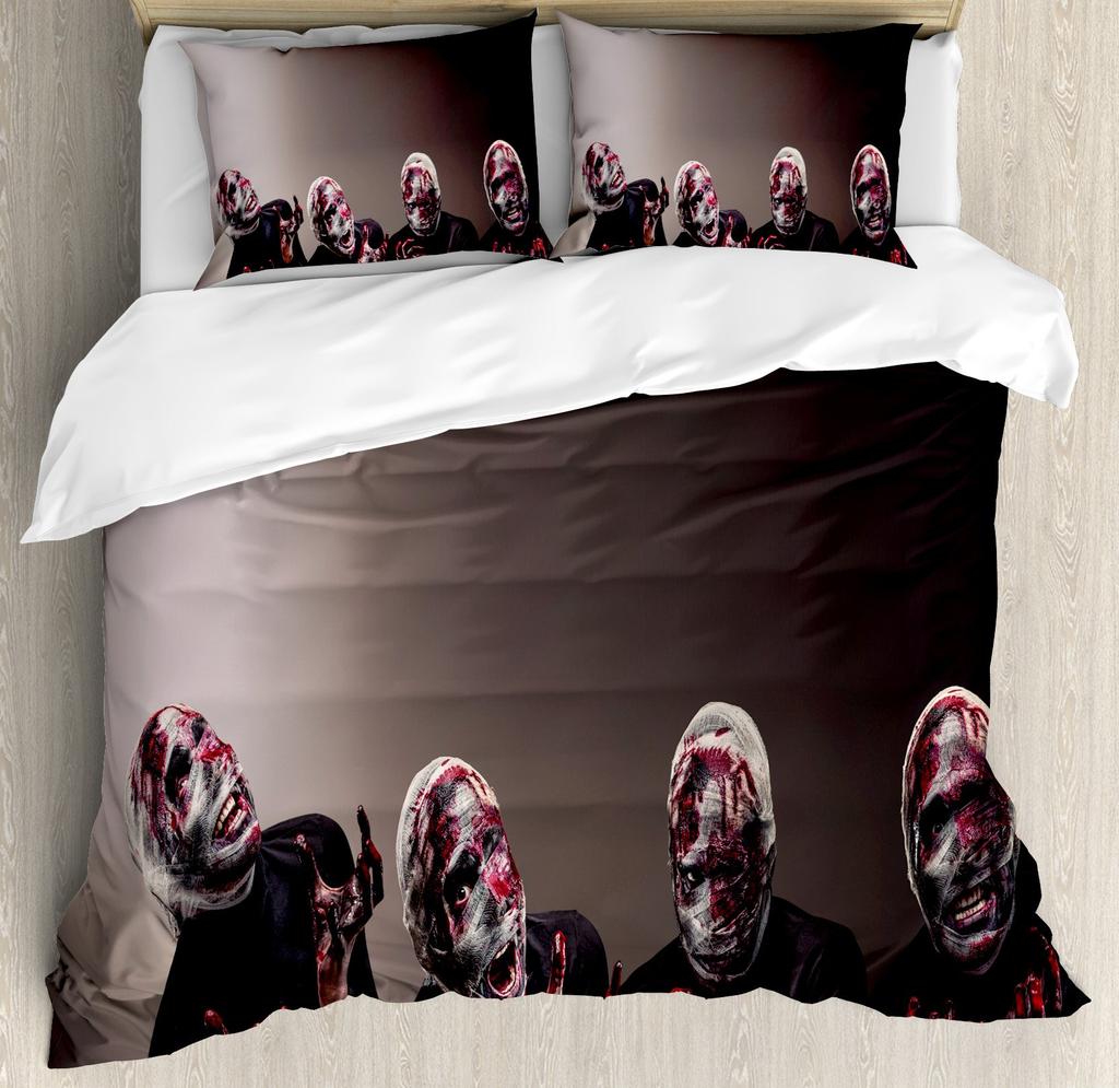 Scary Horror Movie Duvet Cover Set Dark Terror Killer Bloody Bedding Set Horrible Halloween Quilt Cover Single/Double/King Size