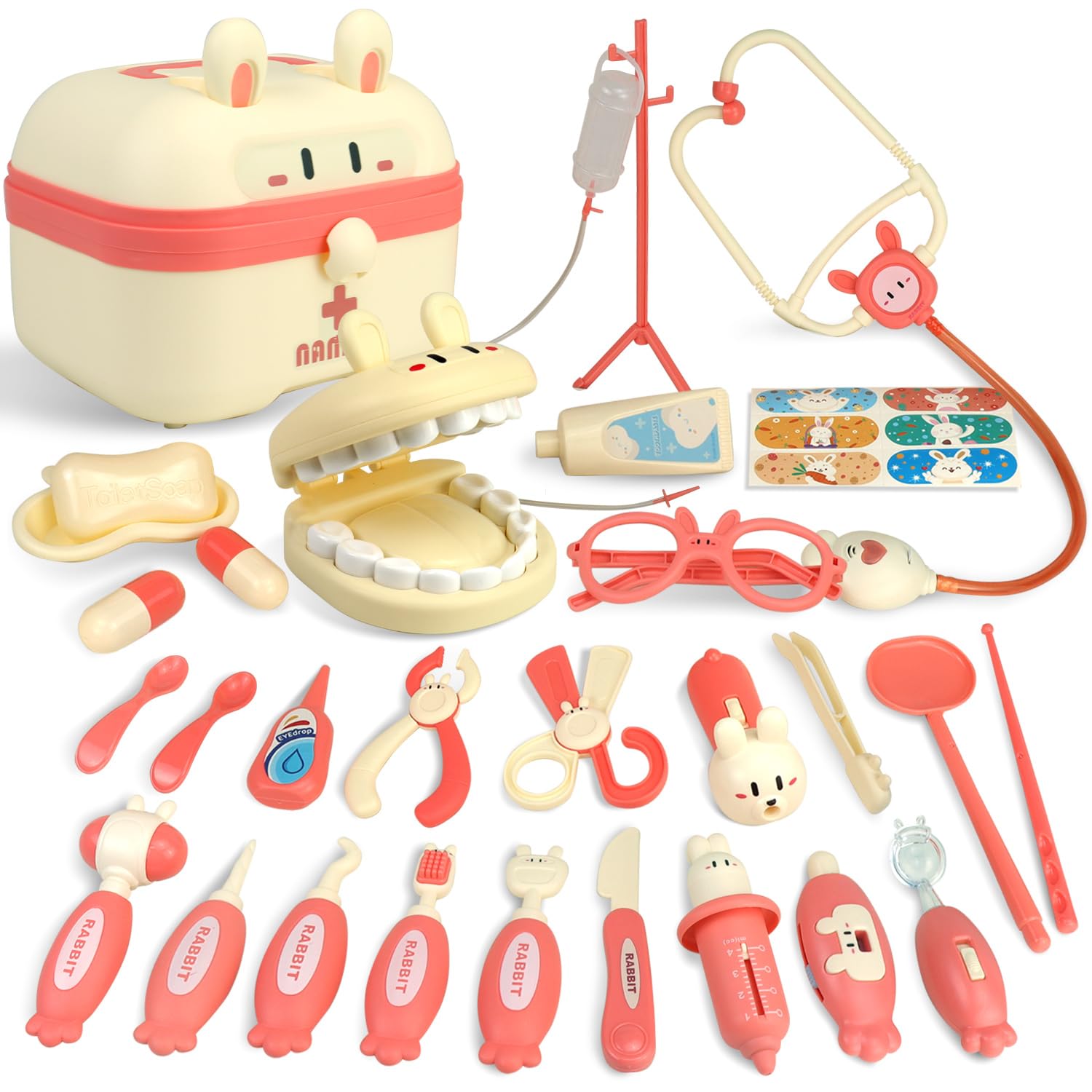 

CORPER TOYS Doctor Play Set, 27-Piece Play Set with Mini Doctor Role-Play Tools, Stethoscope, and Storage Case, Perfect for Christmas Gifts (Pink)
