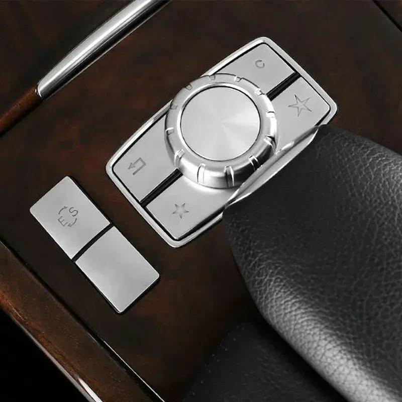 6 pegatinas para embellecedores de botones multimedia de coche compatibles con Mercedes-Benz Clase E W212 2010-2015, pegatinas decorativas para interiores