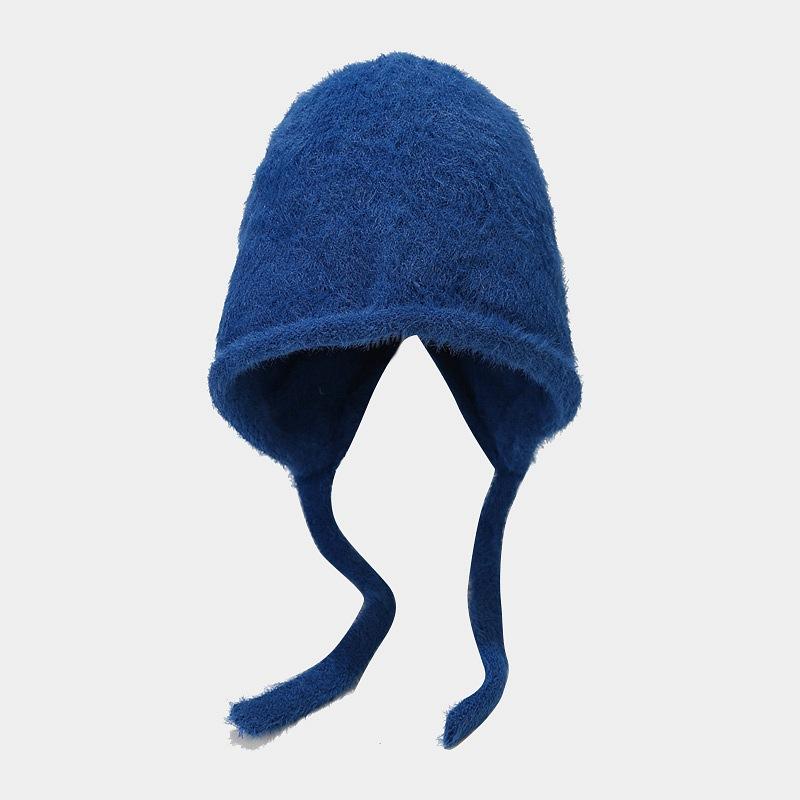 

Высококачественная однотонная литературная плюшевая шапка-бини ручной вязки, детская теплая шапка для защиты ушей на осень и зиму, модная шерстяная шапка average size темно-синий