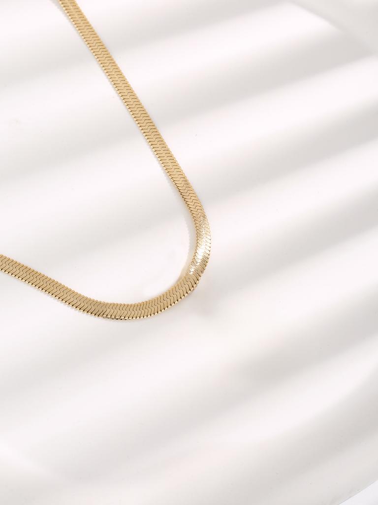 Schlangenkette Goldplattierter Edelstahl Flaches Halskette 3mm Mode Choker Hip Hop Fischgrät Für Männer Frauen Geschenk Schmuck