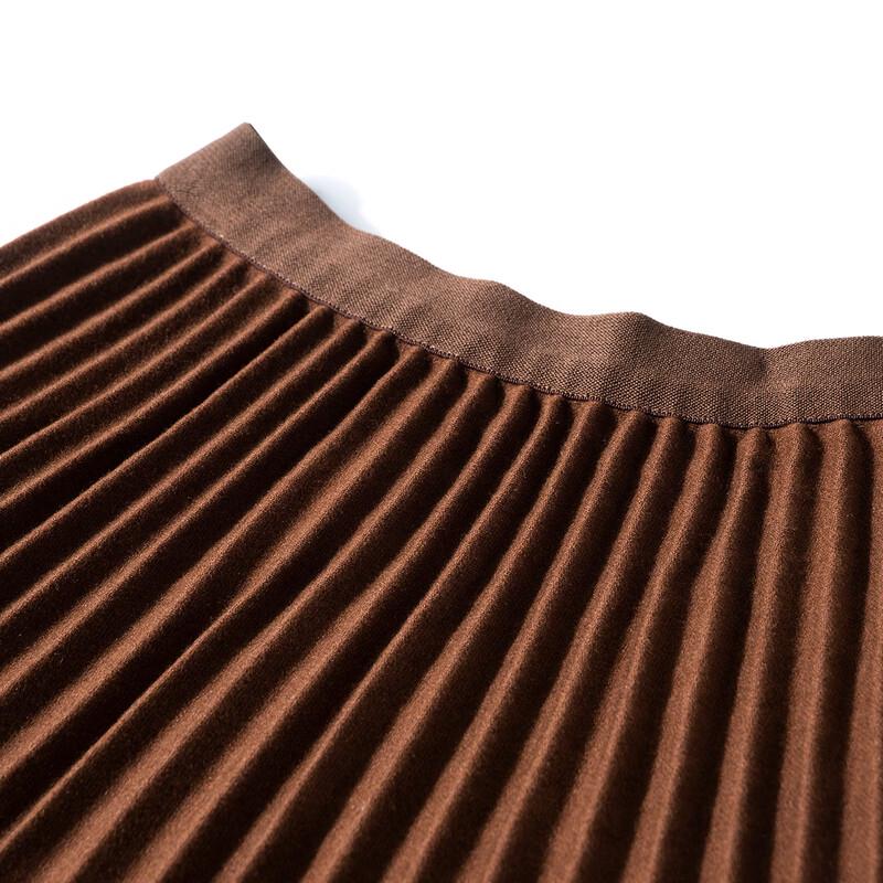 Bailuyu Autumn/Winter High-Waist Pleated Knit Midi Skirt