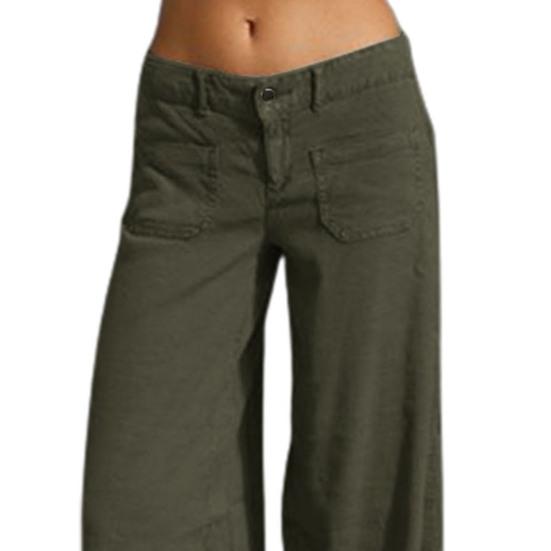 Damen Hosen Einfarbig Weites Bein Sommer Vintage Gerade Hose Streetwear